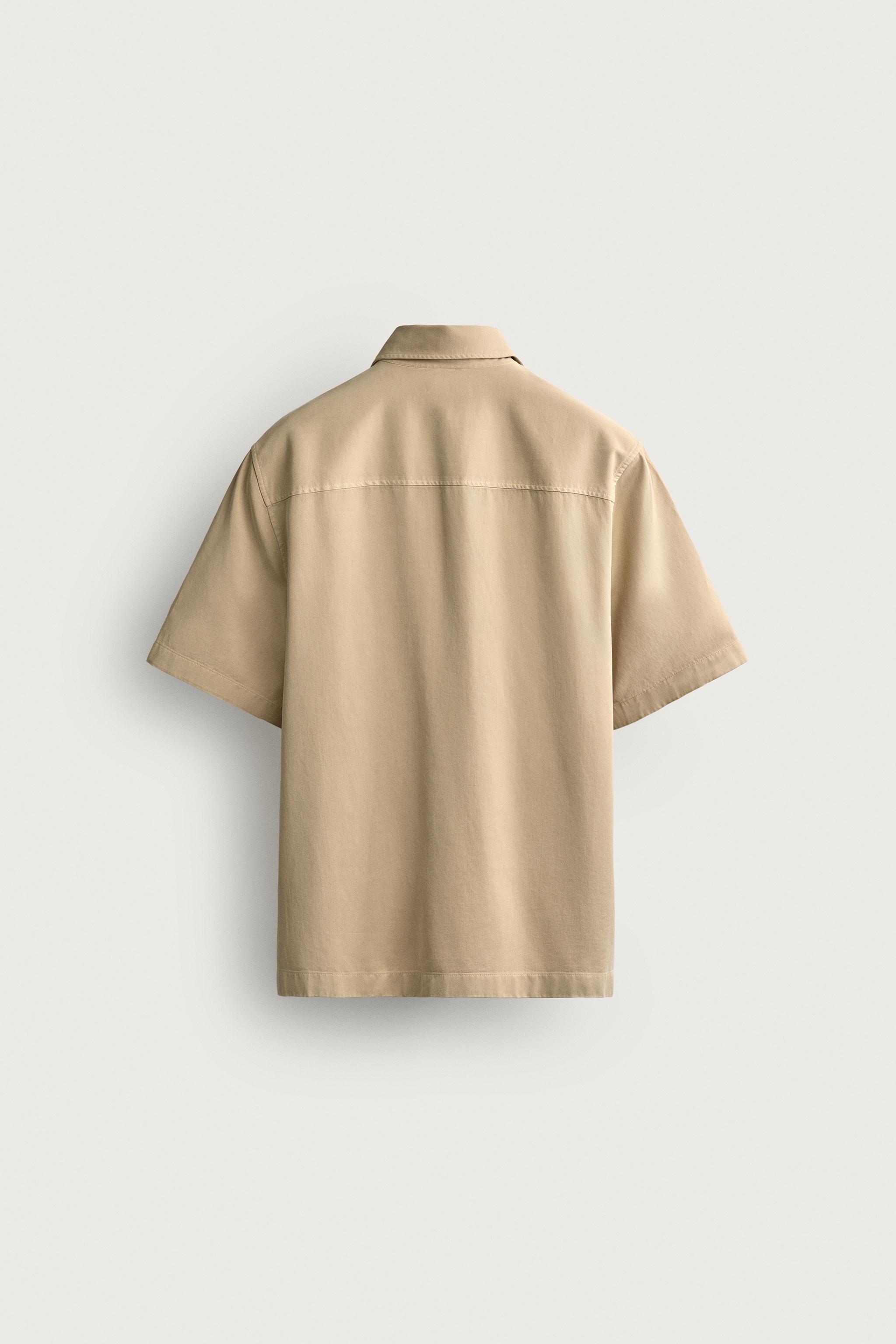 LYOCELL-COTTON REGULAR FIT SHIRT — taupe brown