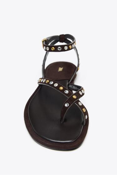 SANDALES EN CUIR FANTAISIE - Marron de Zara - Image 4