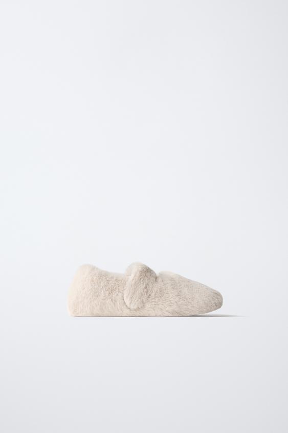 SHEEPSKIN BALLERINA SHOES - Ecru White by Zara - Image 0
