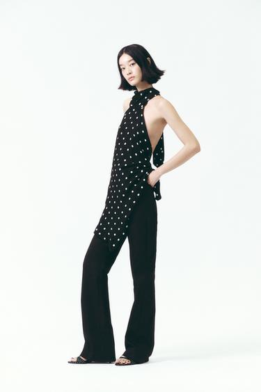 TOP HALTER LUNARES ZW COLLECTIONブラック/エクリュZaraのTOP HALTER LUNARES ZW COLLECTION - ブラック/エクリュ 