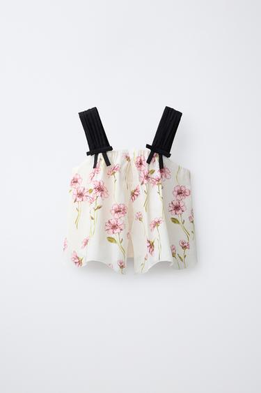 TOP IMPRIMÉ FLEURS - Rose / Blanc de Zara - Image 0