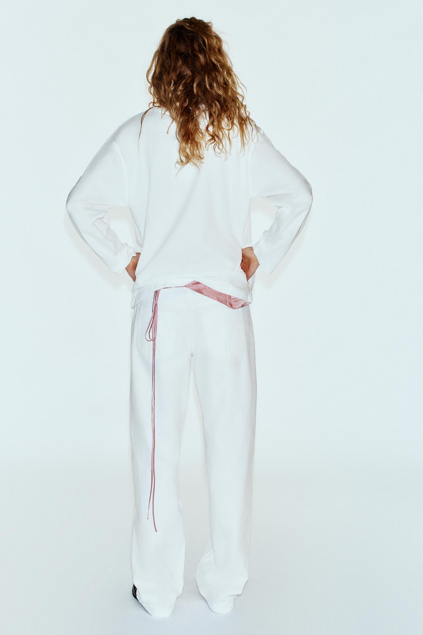 Футболка Zara Embroidered Detail, цвет: Устричный белый — фото 7