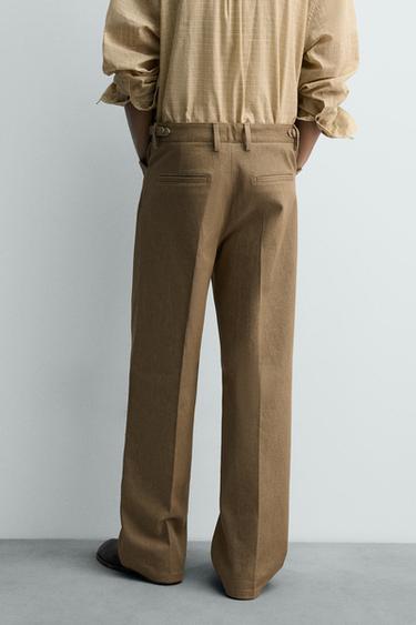 PANTALON STRAIGHT FIT À PASSANTS - Beige de Zara - Image 2