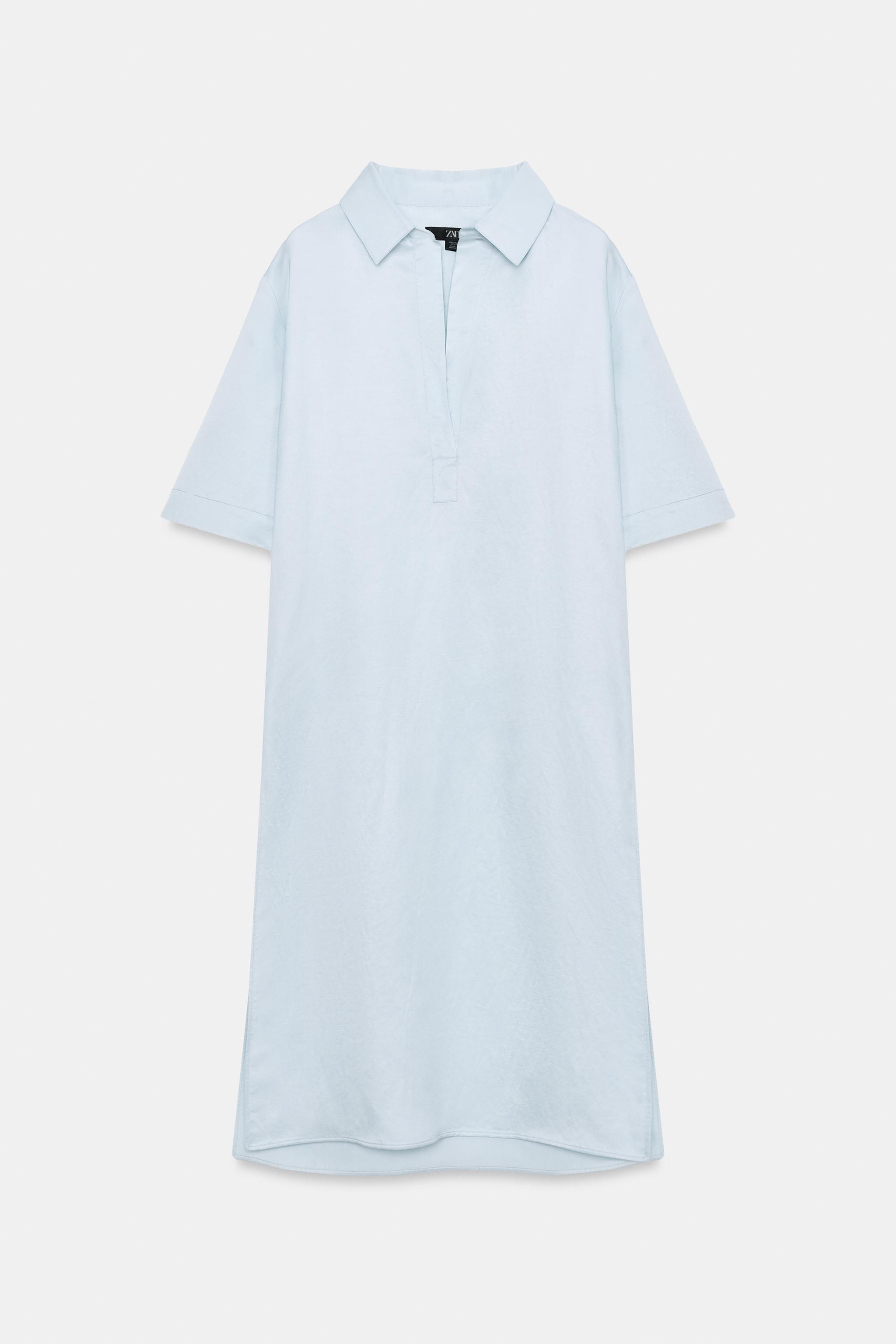 Женские рубашки Zara LINEN BLEND TUNIC SHIRT ZW COLLECTION — фото 4
