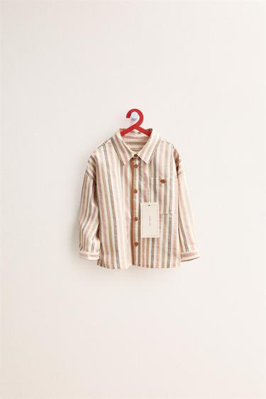 ZARA TIMELESS - CĂMAȘĂ ÎN DUNGI CU BUZUNAR - Portocaliu de la Zara