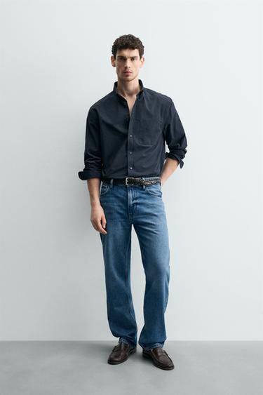 Zara REGULAR FIT COTTON SHIRT - Blue