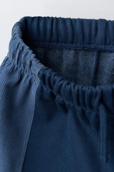STRAIGHT PLUSH TROUSERS WITH CORDUROY SIDE STRIPE - Blue by Zara - Image 2