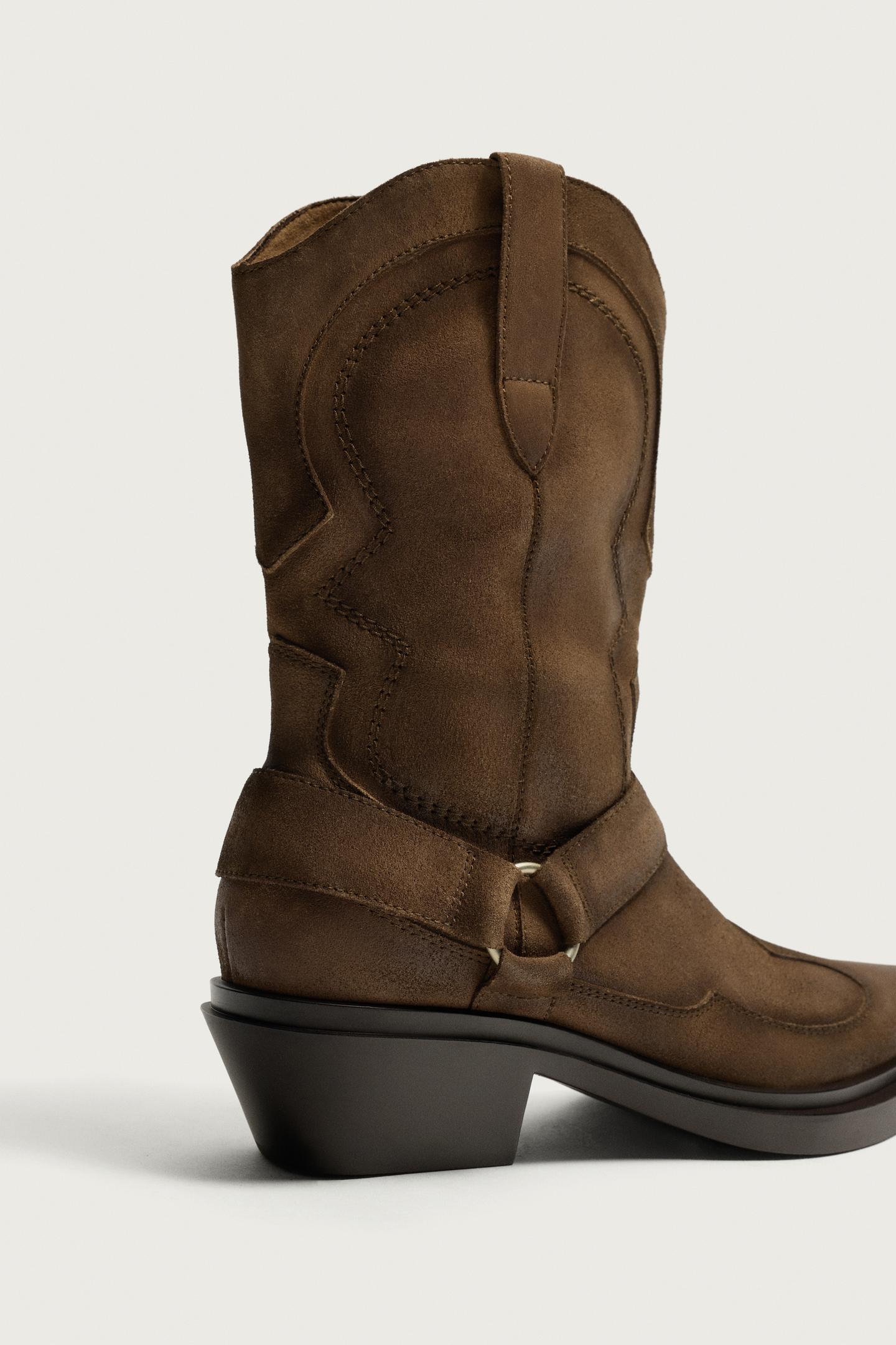 Мужские ботинки Zara Leather Cowboy, цвет: Коричневый — фото 3