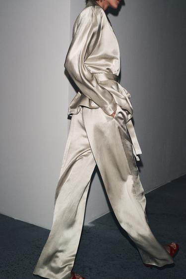 PANTALON SATINÉ À PINCES ZW COLLECTION - Pierre de Zara - Image 1