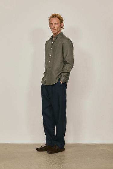 Zara Extra fine 100% linen shirt - LIMITED EDITION - Green