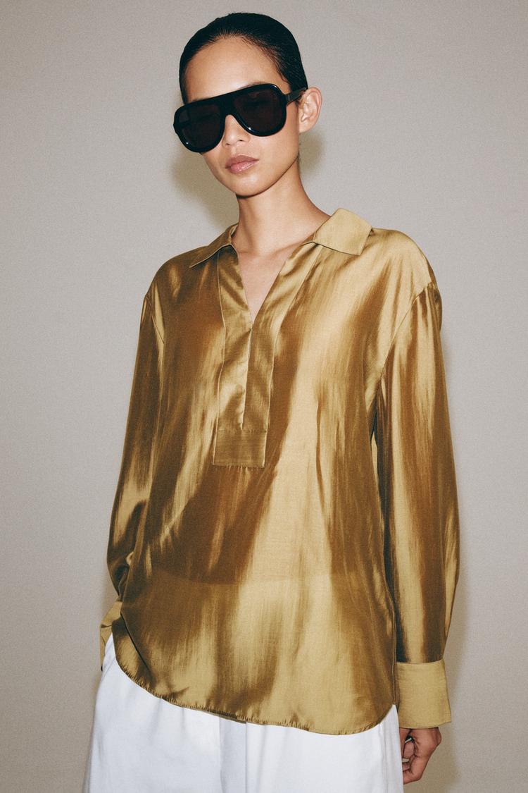 ZW COLLECTION SOLID SHIRT — Mustard