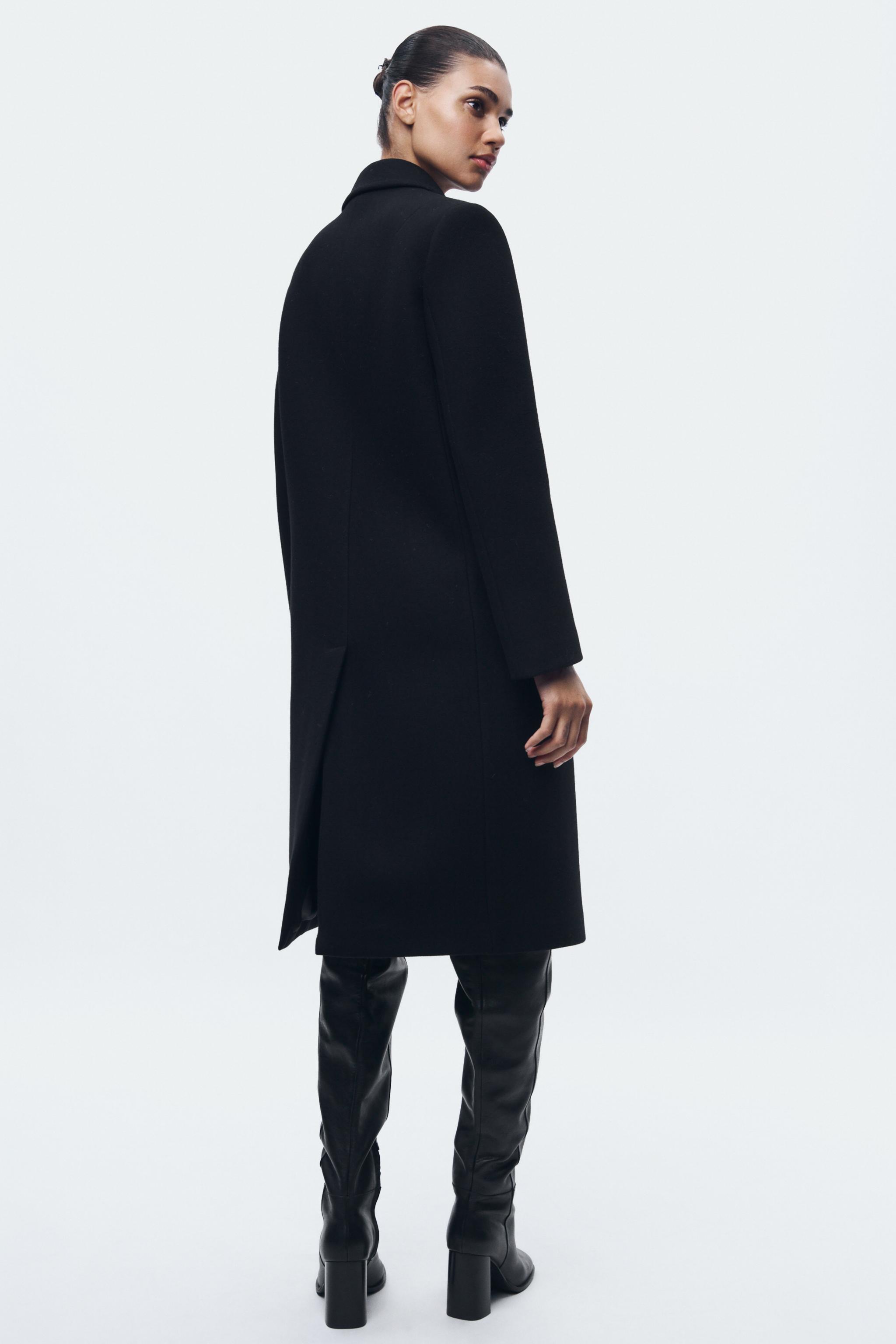 Zara manteco 2024 coat black