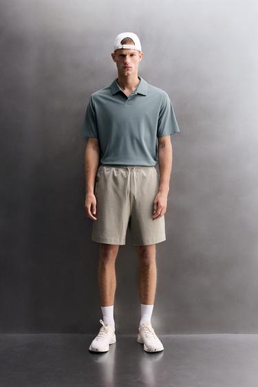 9" COTTON BLEND TRAINING SHORTS - Stone by Zara