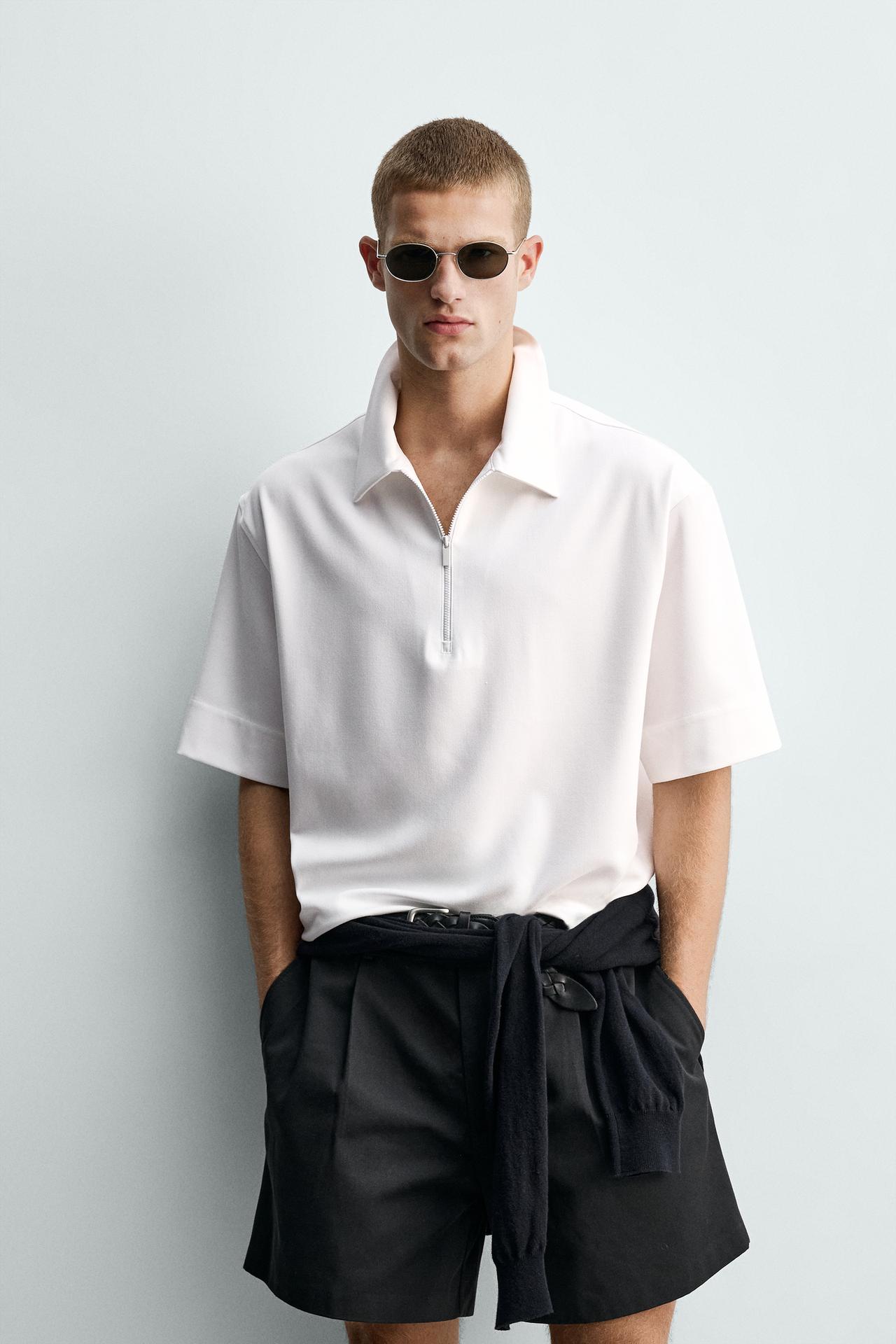 TECHNICAL ZIP POLO SHIRT — White