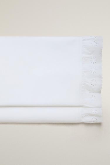 RUFFLED COTTON FLAT SHEET - White by Zara