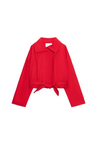 ZW COLLECTION BELTED JACKET - Bright red by Zara
