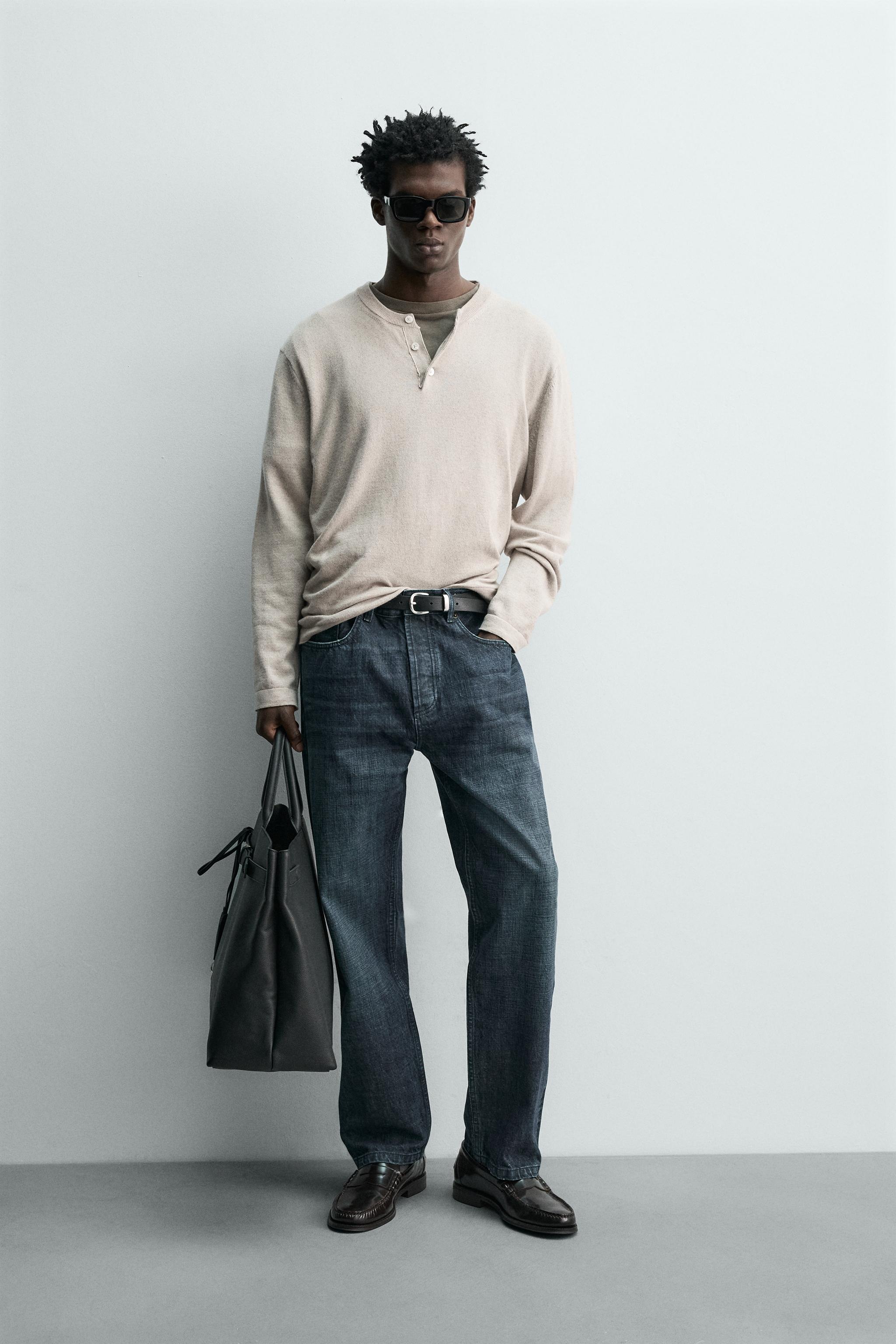 RELAXED ANKLE FIT SELVEDGE JEANS - Navy blue | ZARA United States