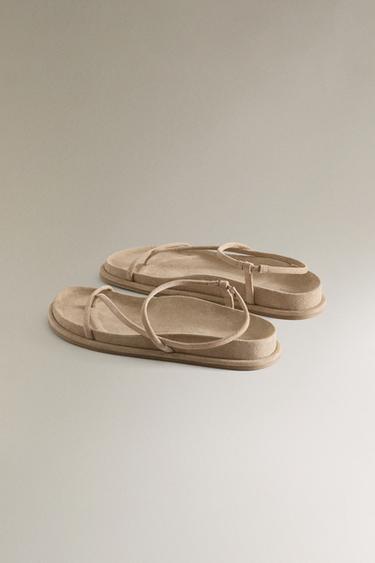 SANDALES CUIR BRIDES - Marron sable de Zara - Image 4