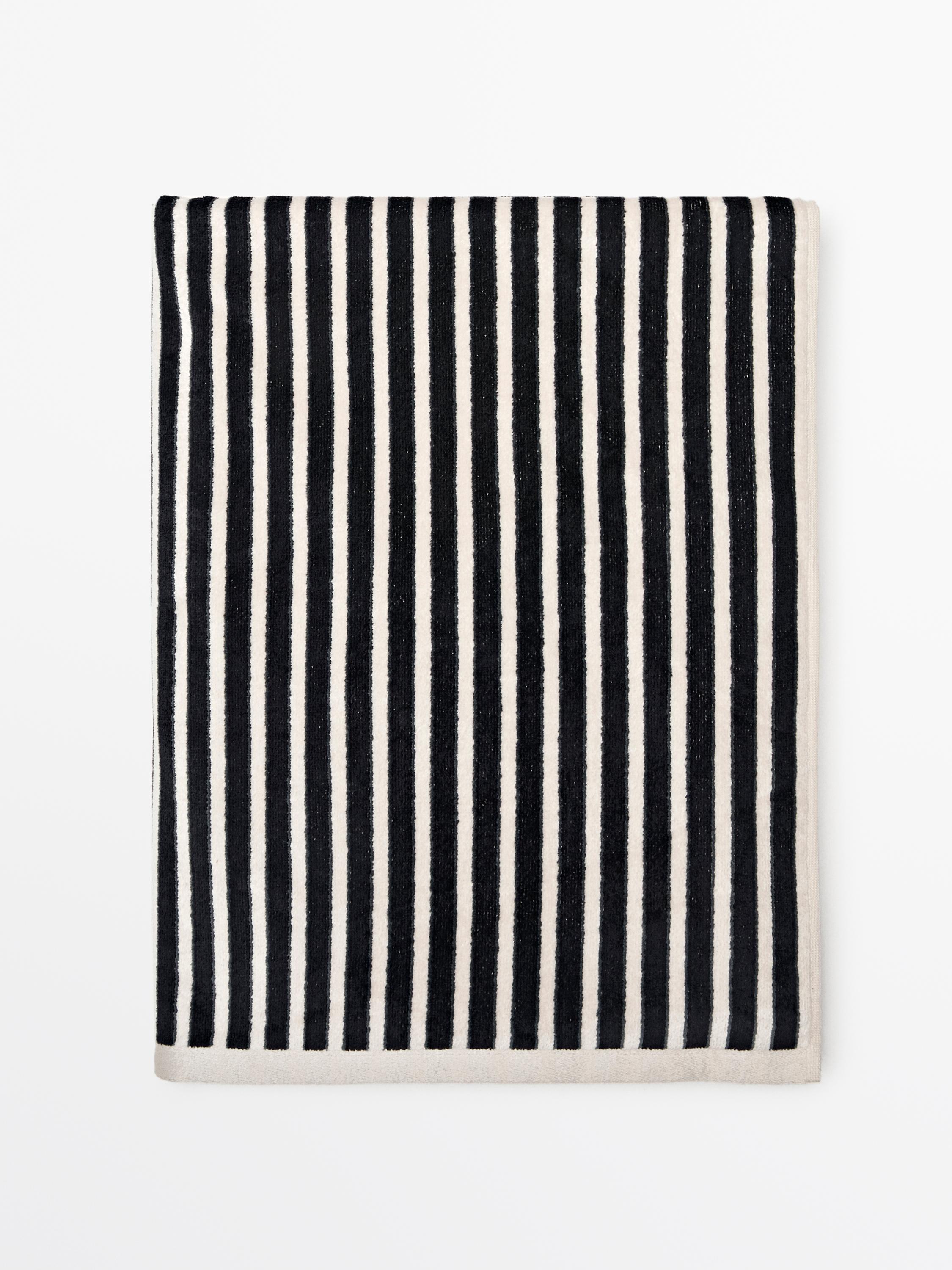Striped cotton towel — Navy blue