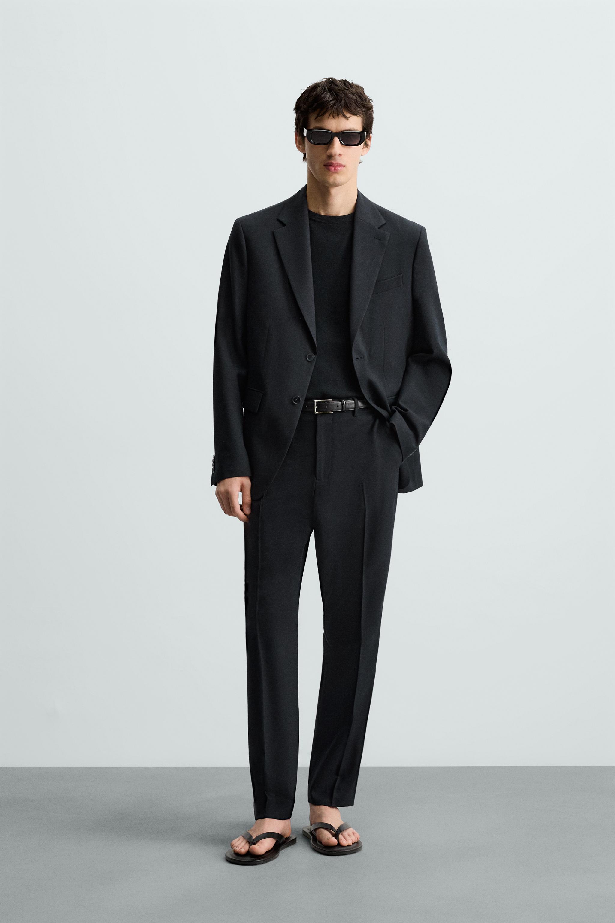 CALÇA DE TERNO COM LÃ - Azul-marinho | ZARA Brasil