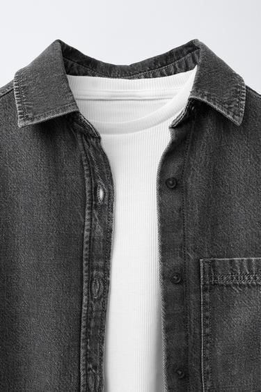 DENIM SHIRT AND RIB T-SHIRT PACK - Black by Zara - Image 3