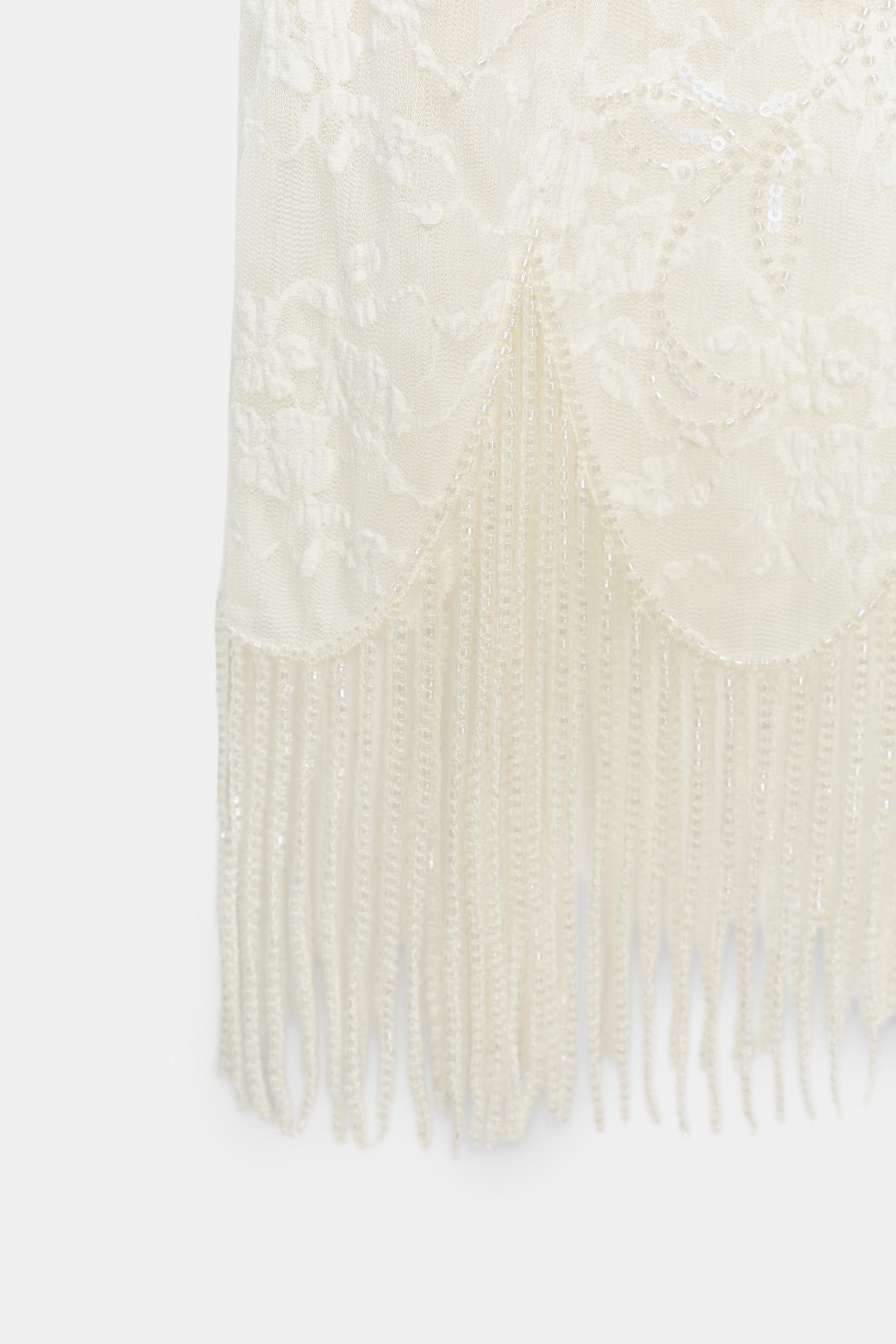 BEADED FRINGE LACE SKIRT