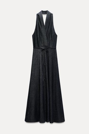 ZW COLLECTION DENIM HALTER DRESS - Blue by Zara - Image 2