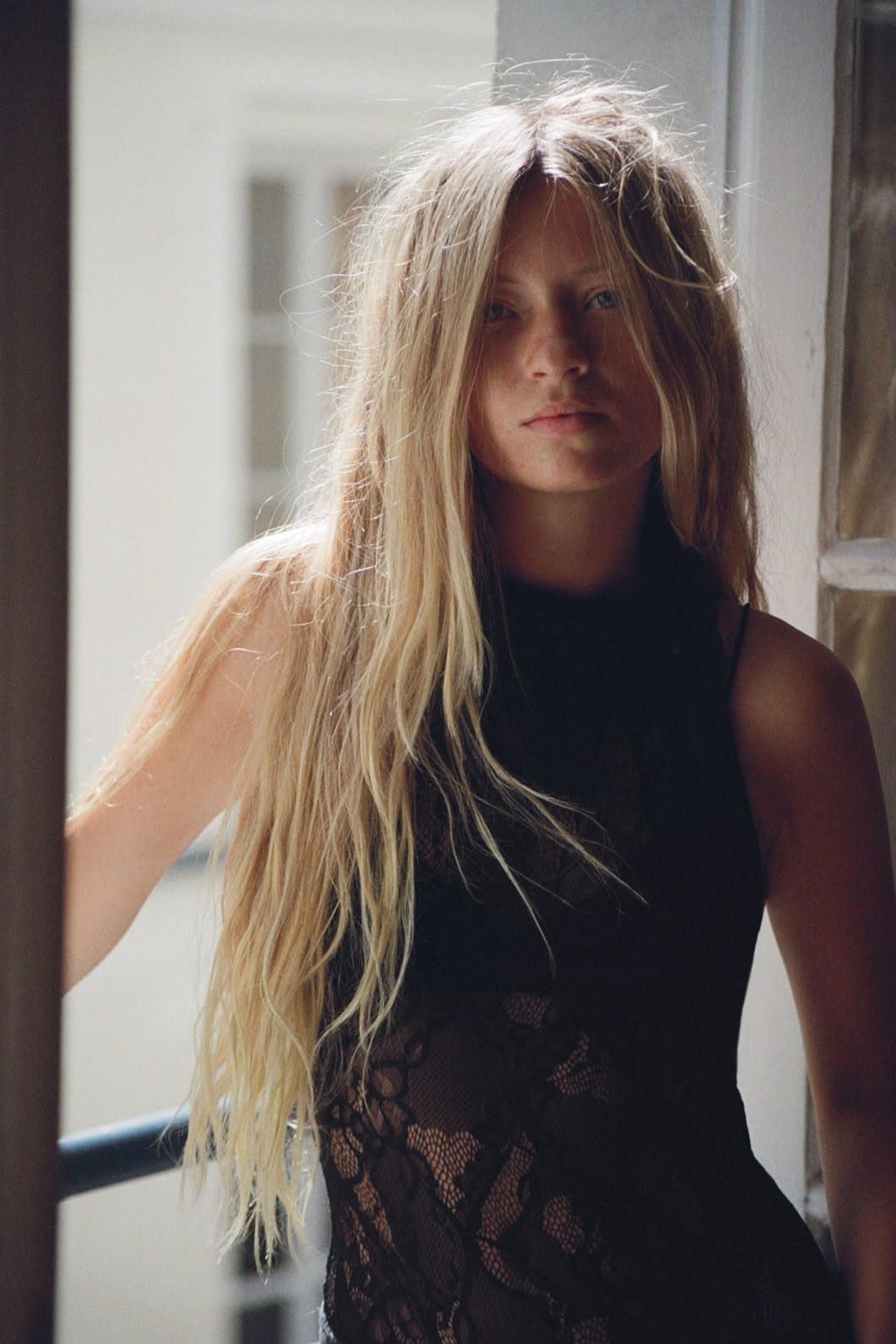 LACE HALTER BODYSUIT — Black