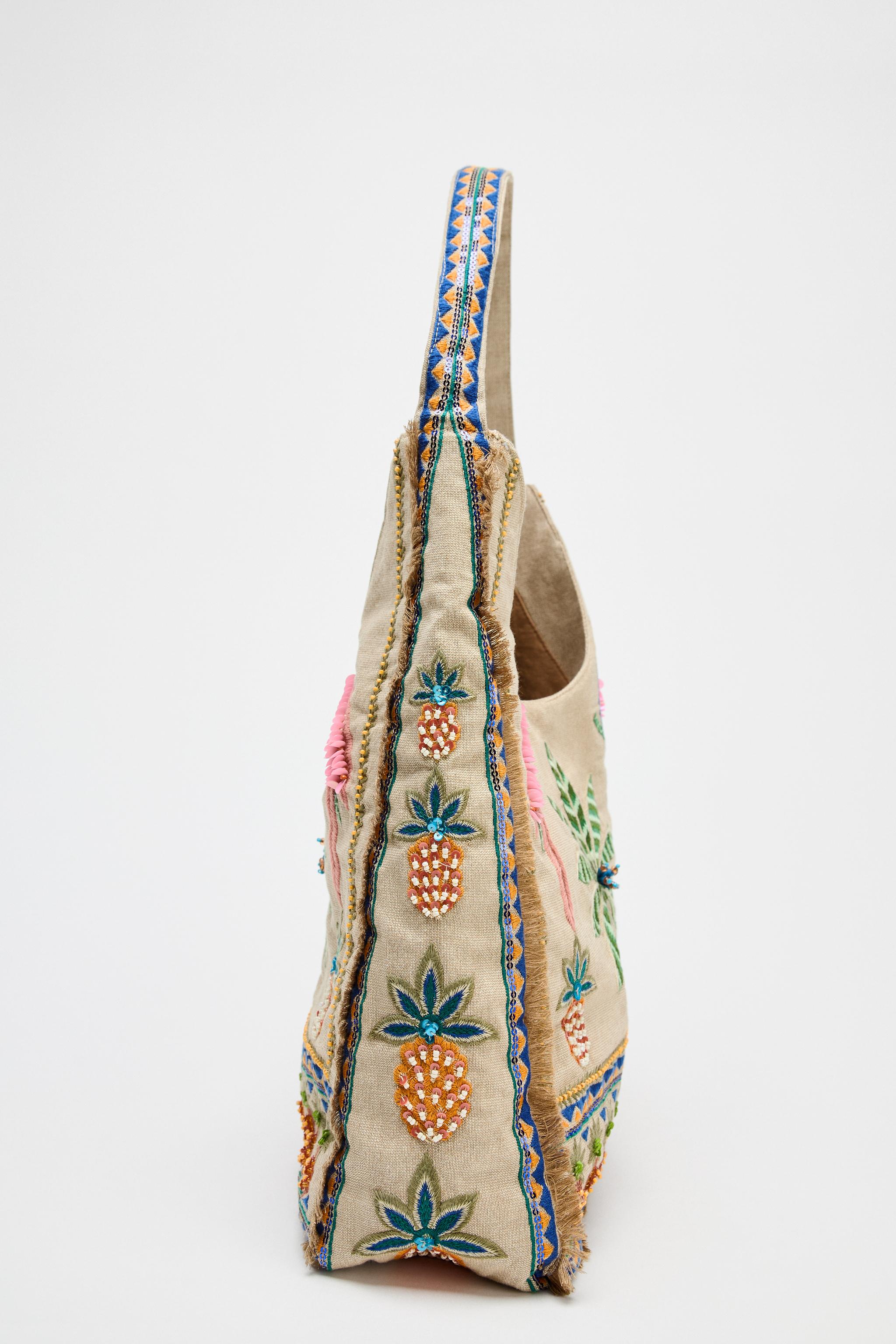 ZARA ビーズショッパー 6083/510 BEADED SHOPPER - Ecru | ZARA United States