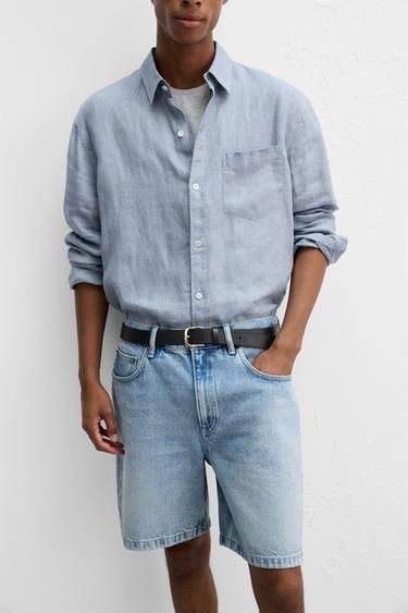 REGULAR FIT DENIM BERMUDA SHORTS - Light blue by Zara - Image 4