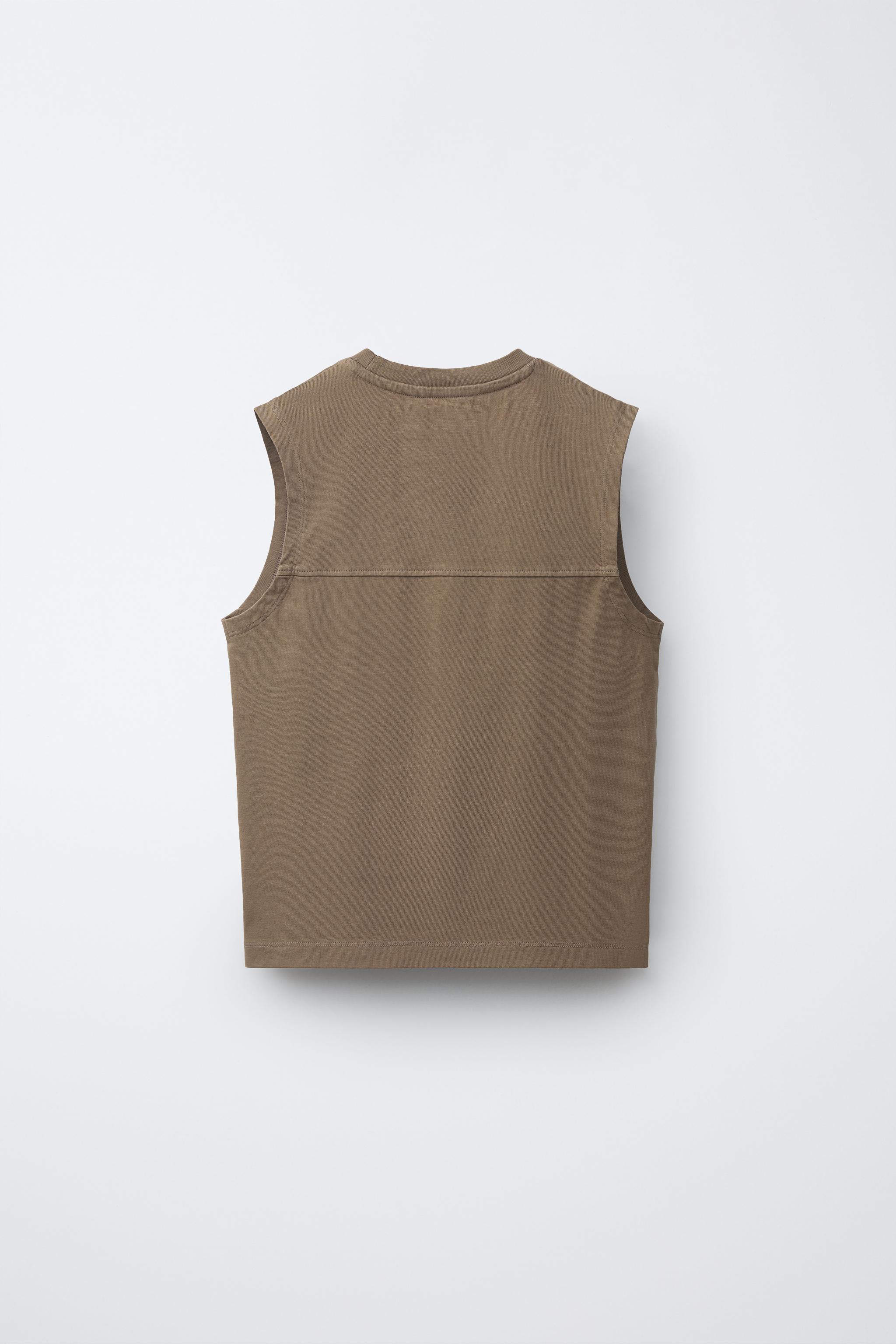 PLAIN SLEEVELESS T-SHIRT - Faded blue | ZARA Canada