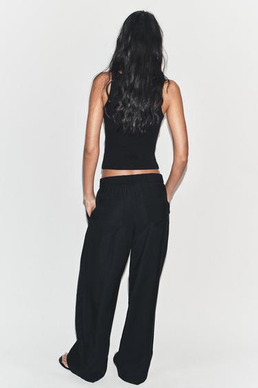 PANTALON FLUIDE À PLIS - Noir de Zara - Image 3