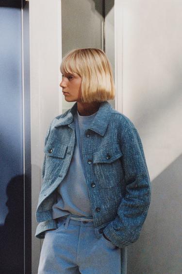 TEXTURED TRUCKER JACKET - Blue/White by Zara - Image 5