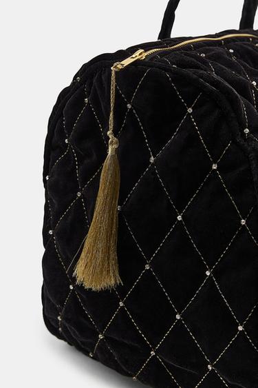 SAC MATELASSÉ EN VELOURS À BRILLANTS - Noir | France