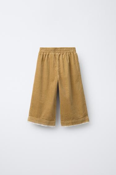 CORDUROY LACE TRIM CULOTTES - Ochre by Zara - Image 1
