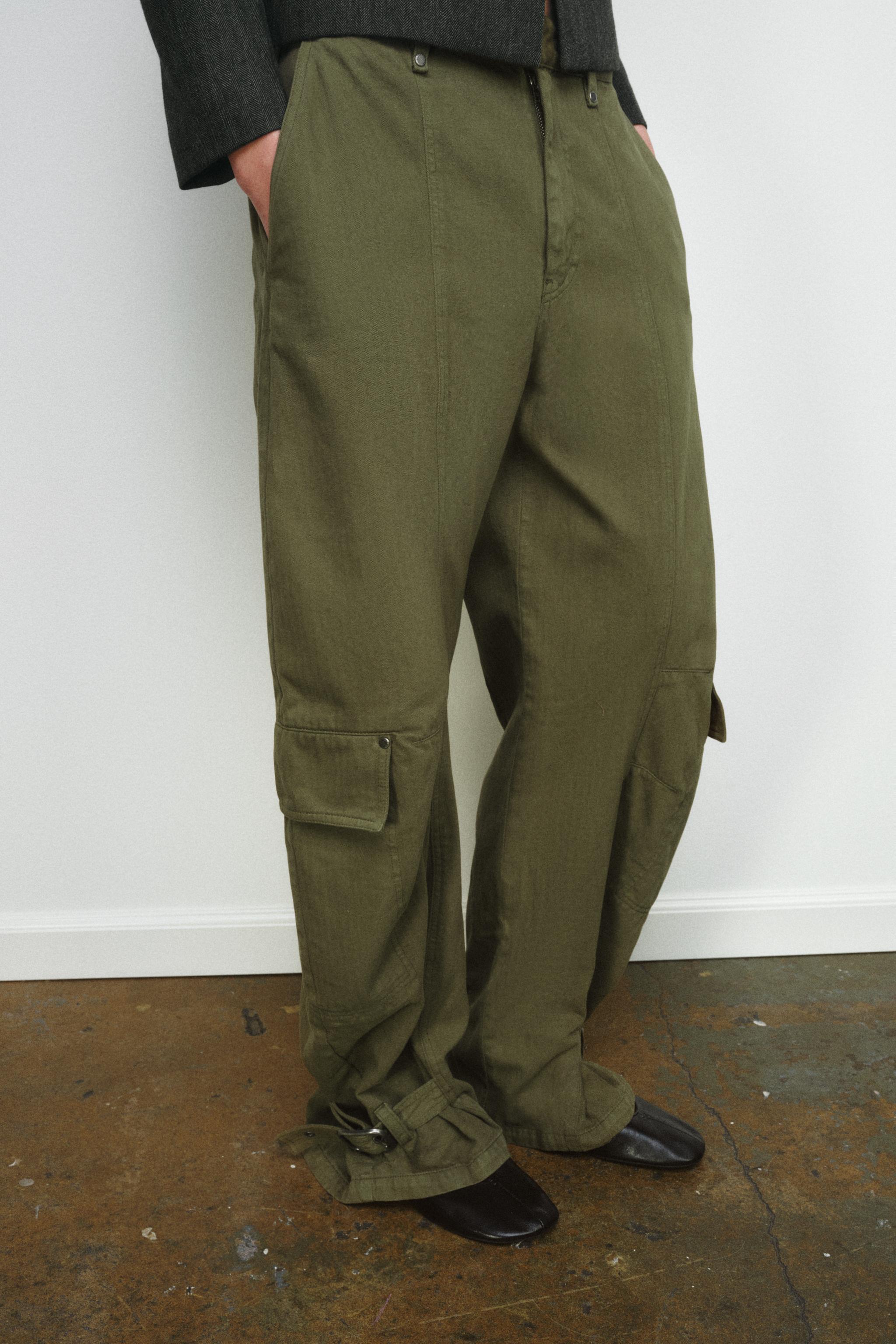 ZW COLLECTION BARREL CARGO PANTS - Khaki | ZARA United States