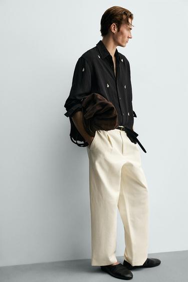 EMBROIDERED FLOWING SHIRT - Black by Zara - Image 6