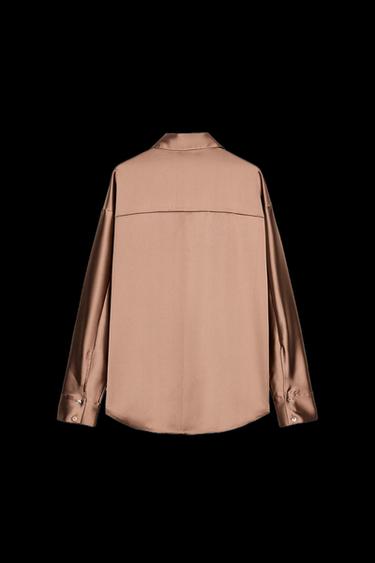 CAMISA SATINADA MANGA CAÍDA - Camel medio de Zara