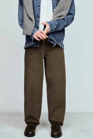Zara SOFT TOPSTITCHED PANTS - Khaki - Image 0