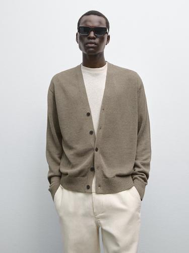 Zara Linen blend knit cardigan - Black gold