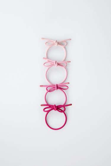 FOUR-PACK OF BOW HAIR TIES - Pink by Zara