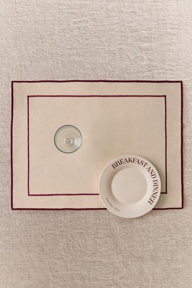COTTON PLACEMAT WITH BORDER - Burgundy by Zara