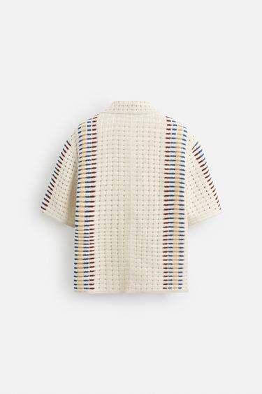 CHEMISE CROCHET RAYURES - Écru de Zara - Image 9