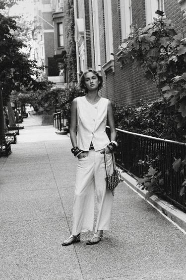 LINEN BLEND CULOTTES WITH BELT - Ecru by Zara - Image 3