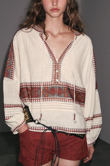 BLUSA BORDADOS  ZW COLLECTION - Multicolor de Zara
