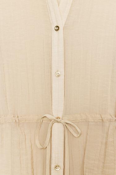 CHEMISE SEMI-TRANSPARENTE À EFFET PLISSÉ - Beige clair de Zara - Image 6