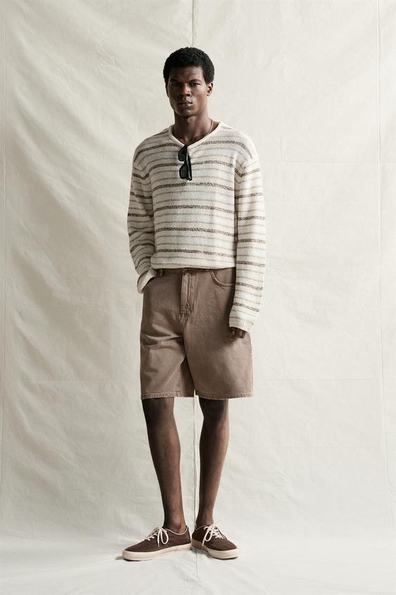 RELAXED FIT DENIM BERMUDA SHORTS - Brown by Zara - Image 0