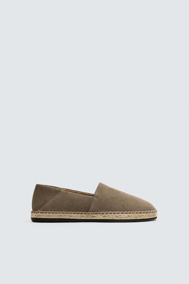 Zara LEATHER ESPADRILLE - Taupe Gray