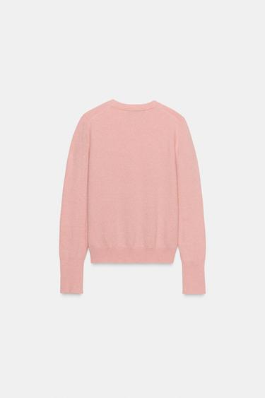 PULL EN MAILLE AVEC BOUTONS FLEUR - Rose moyen de Zara - Image 6
