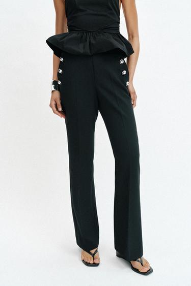 FLARE TROUSERS WITH BUTTONS - Black by Zara